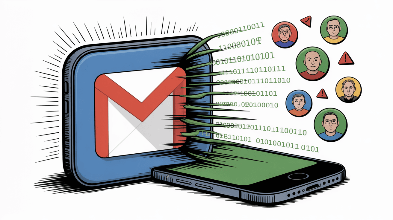 Gmail app spreading malware threats through binary code to contacts and devices